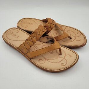Born Joya Women's Sz 9 Braided Leather Sandals Thongs Cushioned